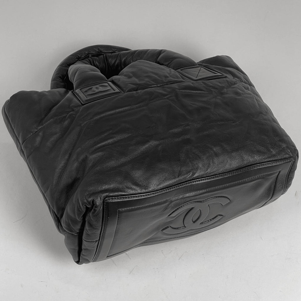 Chanel Black Leather Handbag Tote Bag