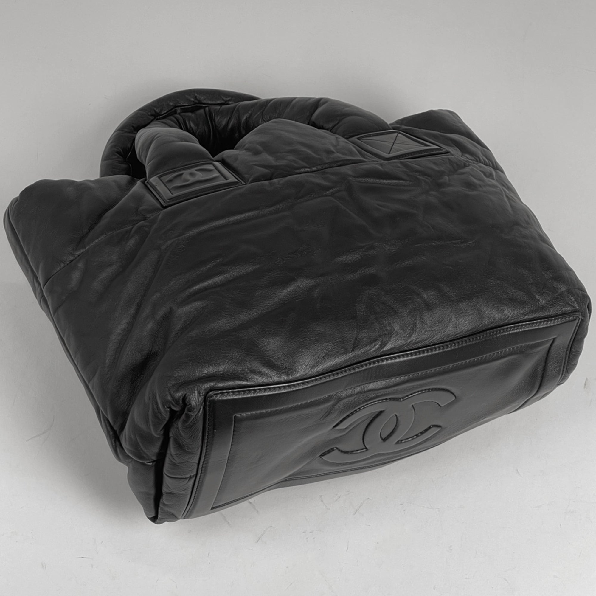 Chanel Black Leather Handbag Tote Bag