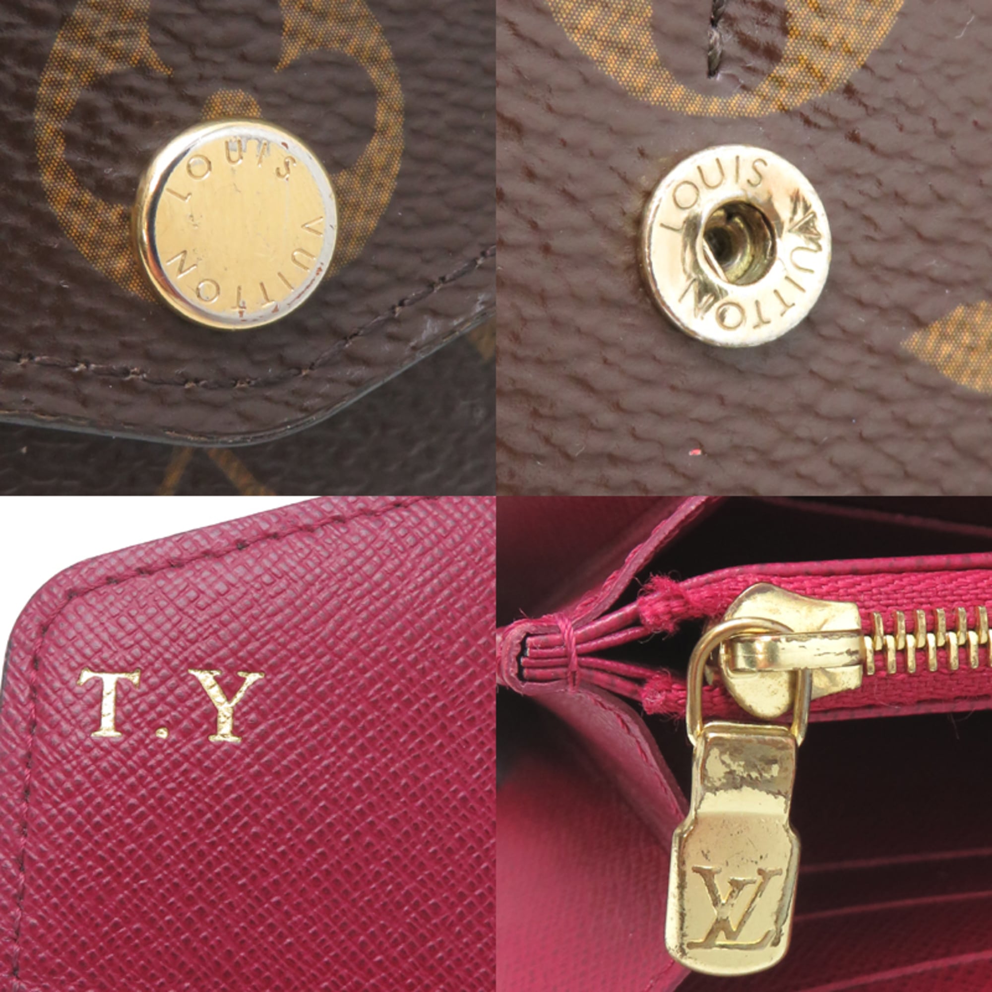 Louis Vuitton Monogram Brown Fuchsia Monogram Long Wallet