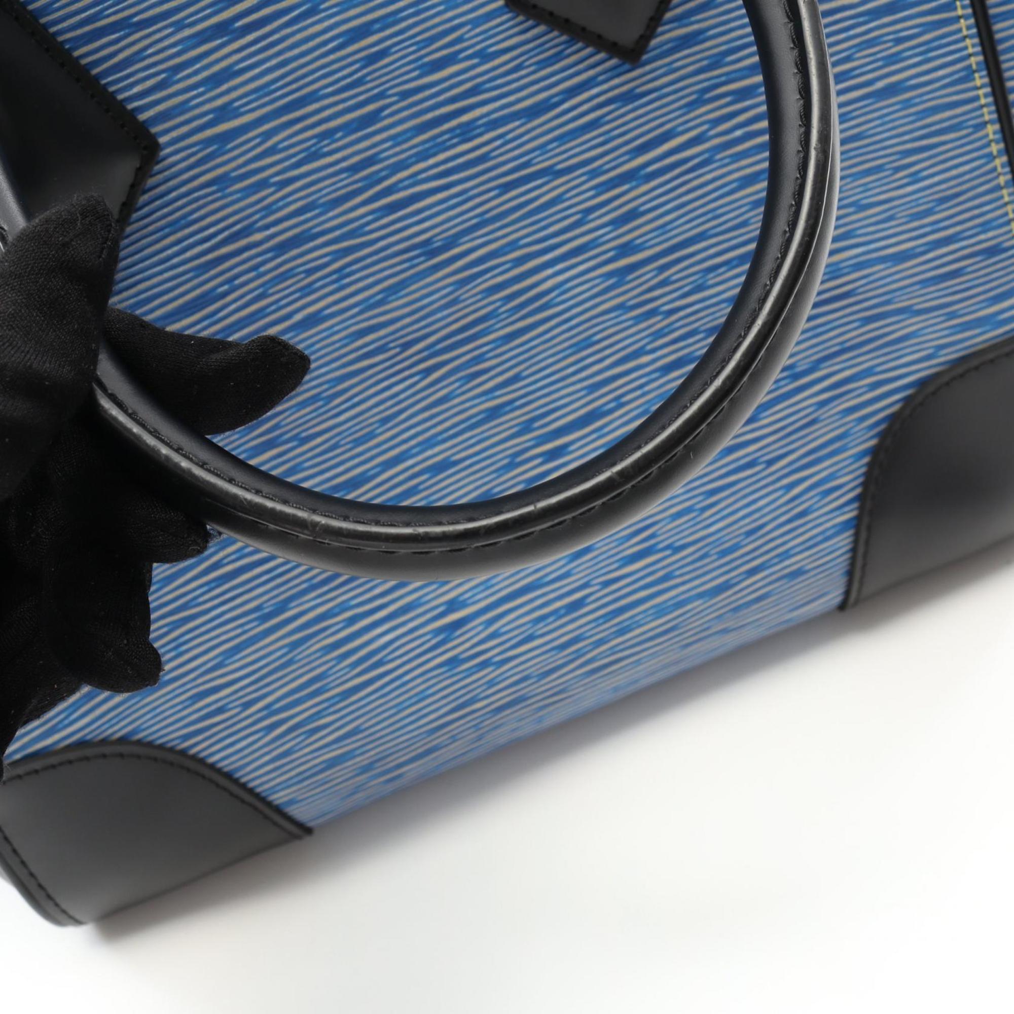 Louis Vuitton Black Blue Leather Tote Bag