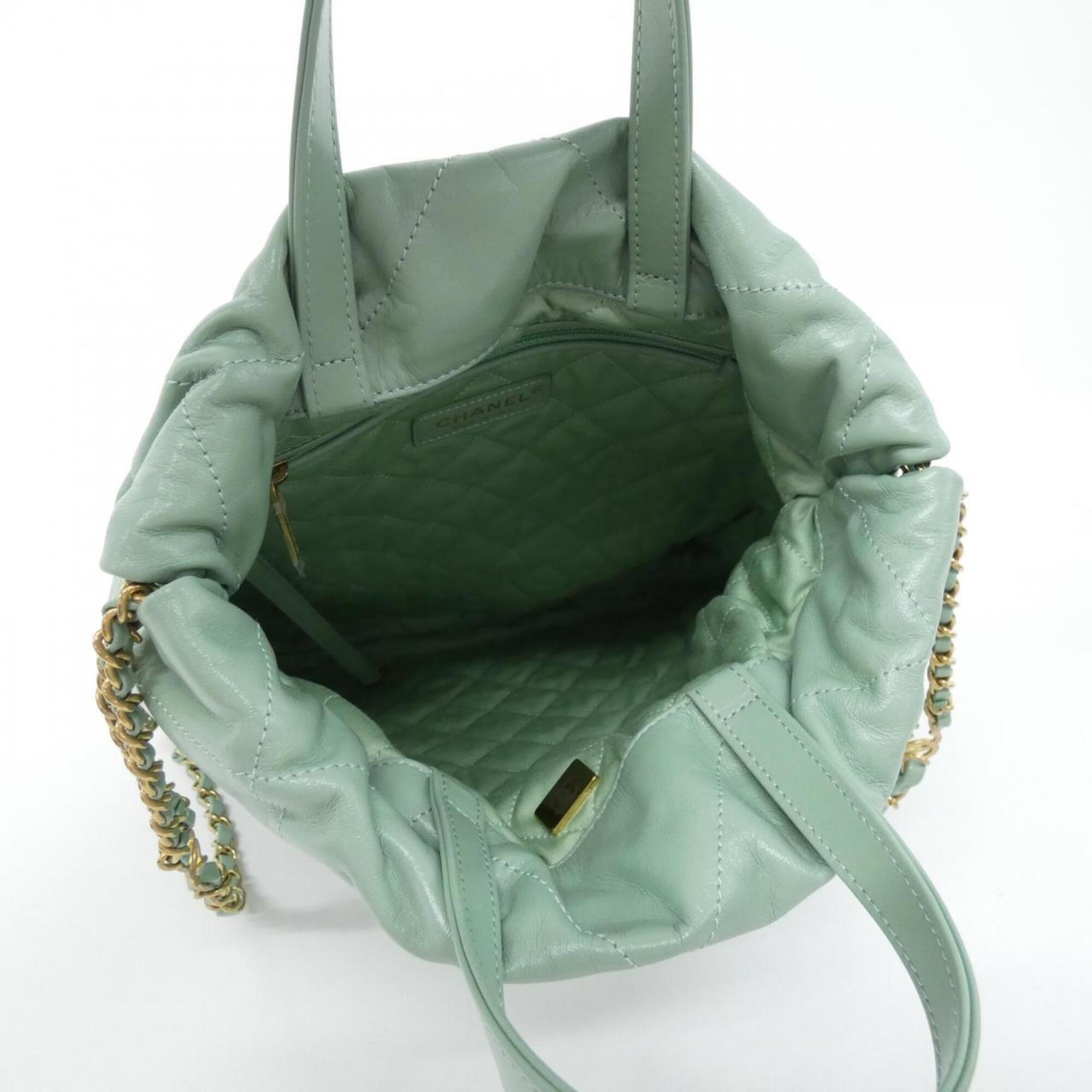 Chanel Light Green Leather Backpack