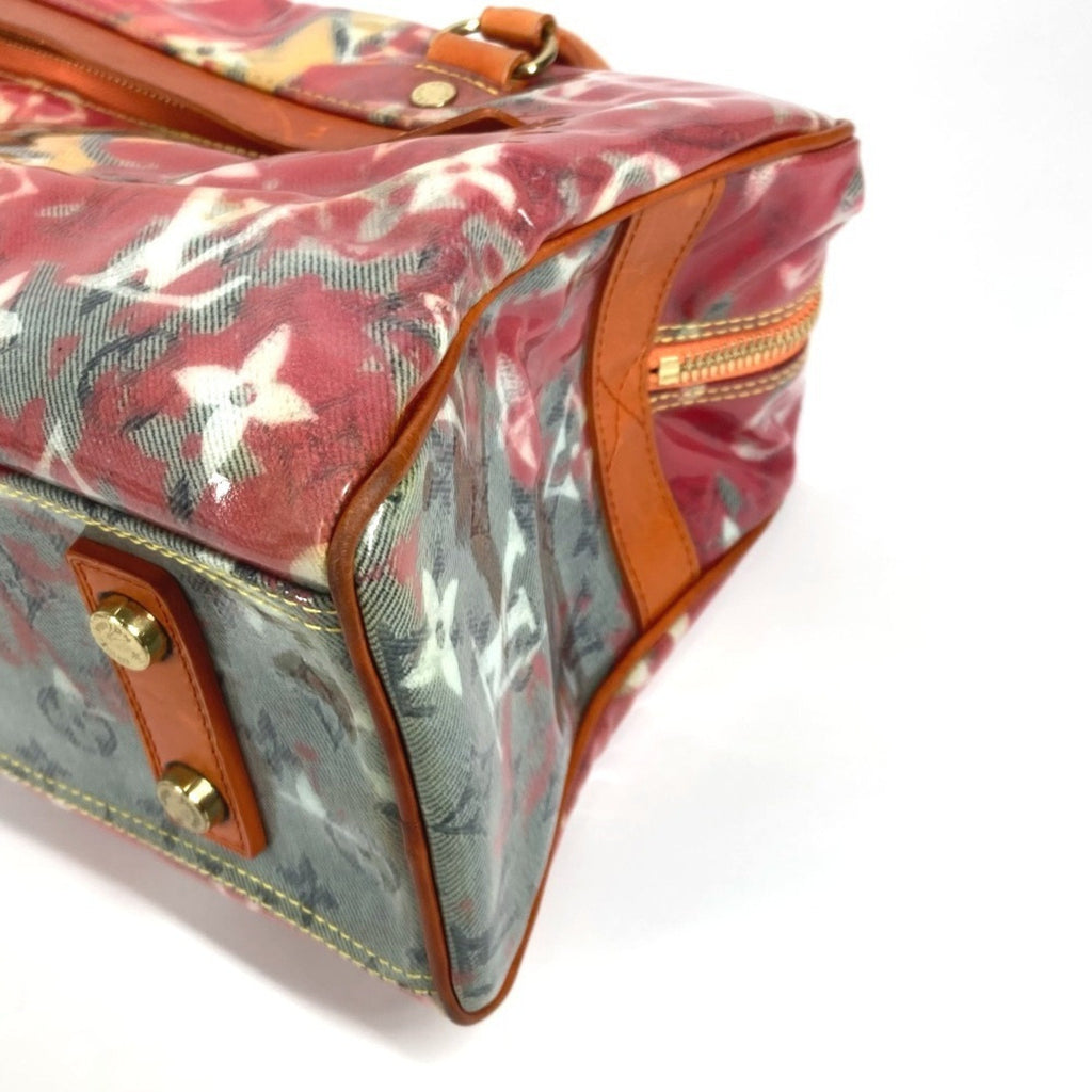 Louis Vuitton Orange Vinyl Leather Boston Bag Handbag Tote Bag