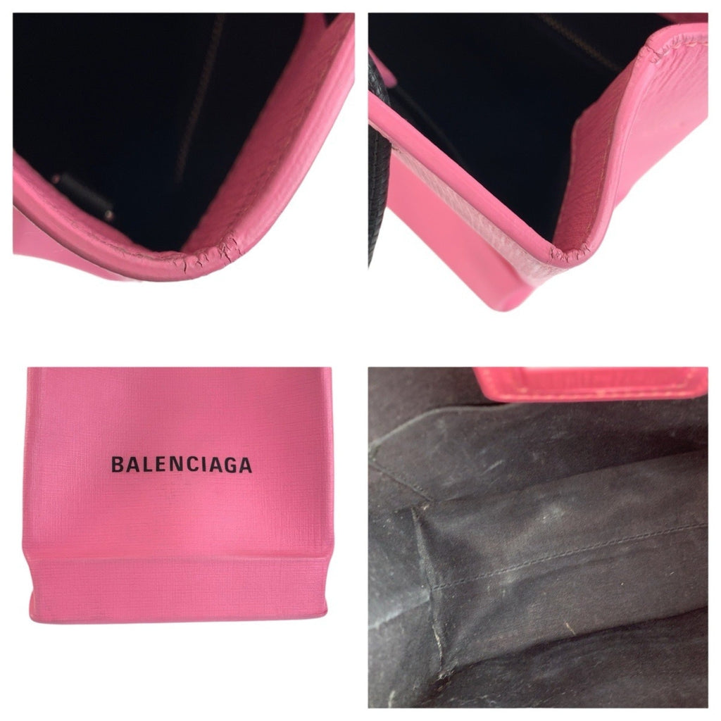 Balenciaga Black Pink Leather Shoulder Bag Tote