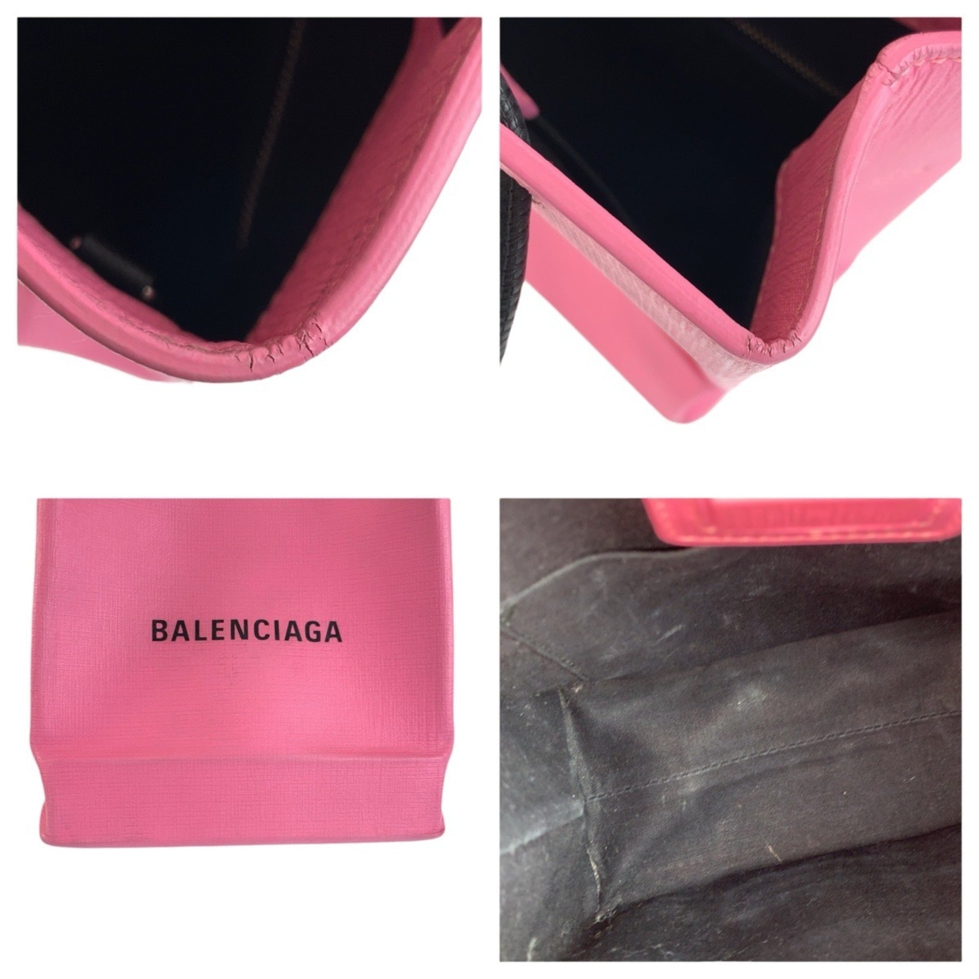 Balenciaga Black Pink Leather Shoulder Bag Tote