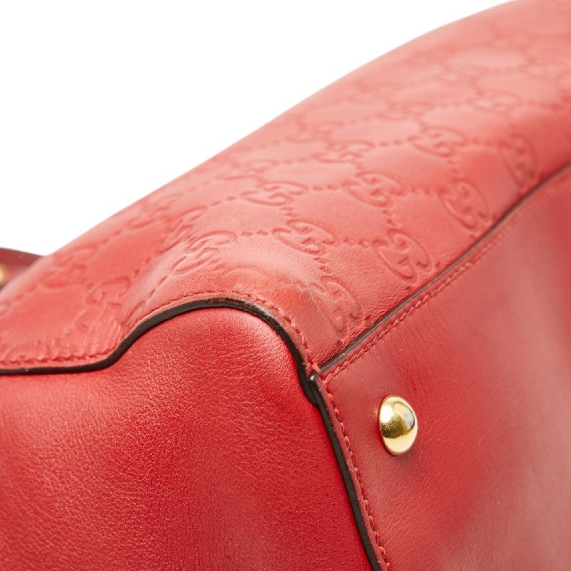 Gucci Red Color Leather Tote Bag (Pre-Owned)