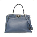 Fendi Peekaboo Blue Leather Handbag Shoulder Bag