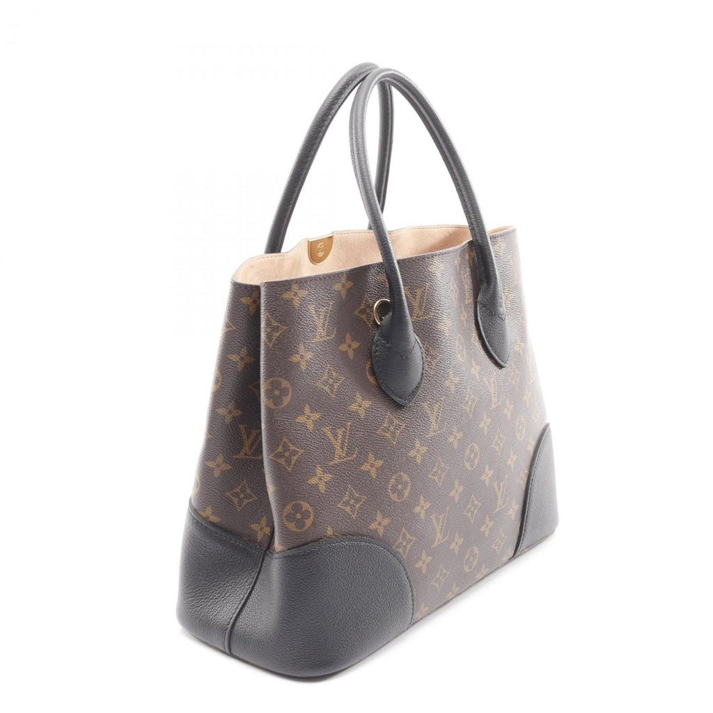 Louis Vuitton Black Brown Monogram Coated Canvas Leather Tote Bag