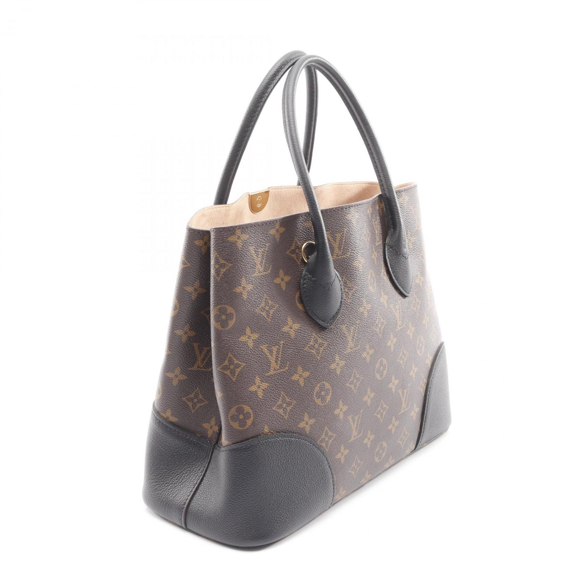 Louis Vuitton Black Brown Monogram Coated Canvas Leather Tote Bag
