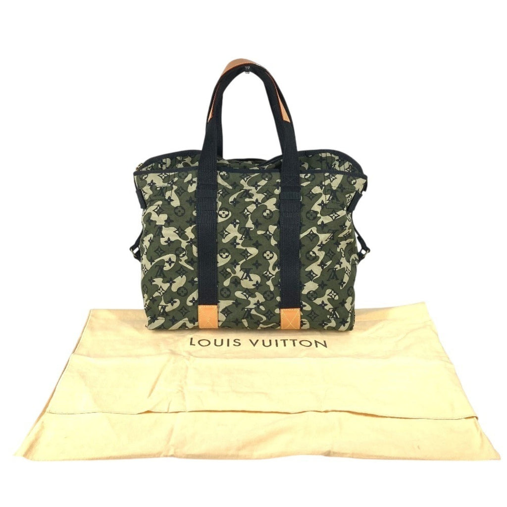 Louis Vuitton Black Green Leather Canvas Boston Bag Shoulder Bag Tote Bag