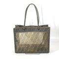 Fendi Brown Leather Beach Bag Pouch Shoulder Bag Tote Bag