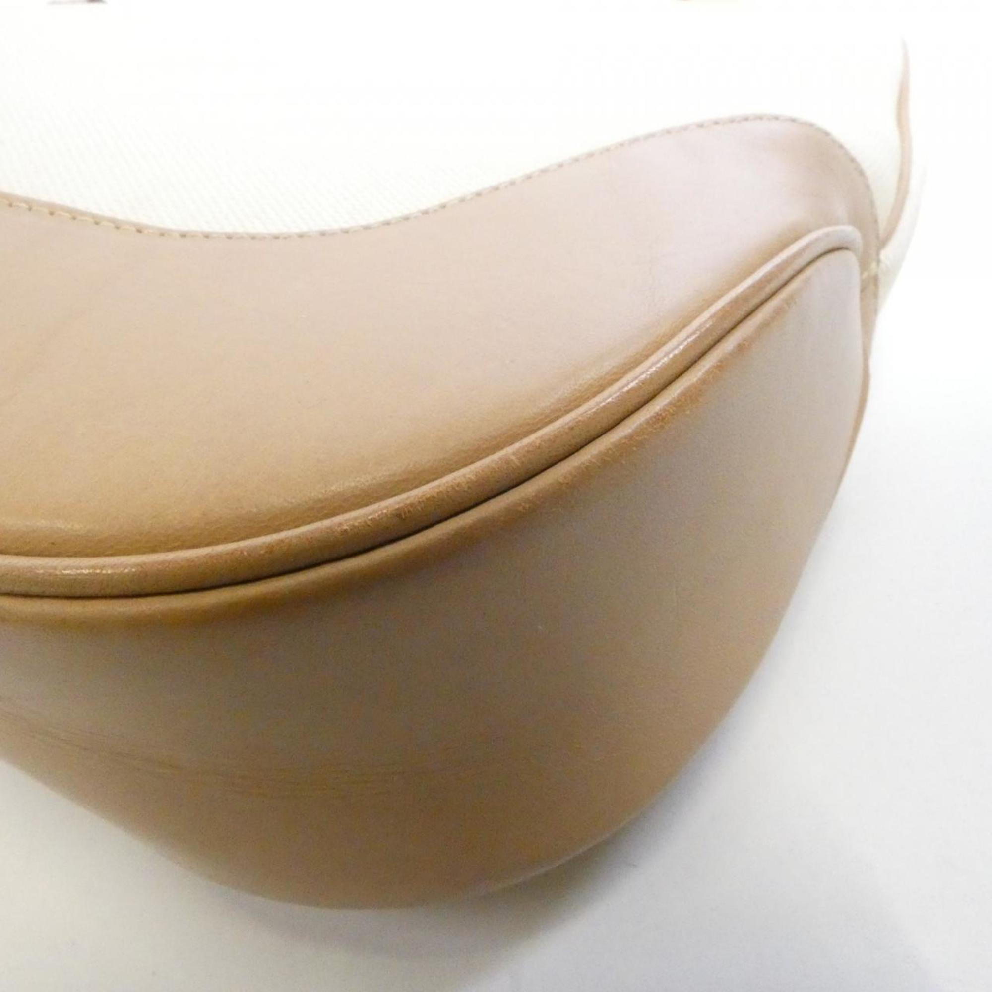 Gucci Beige Canvas Leather Shoulder Bag (Pre-Owned)