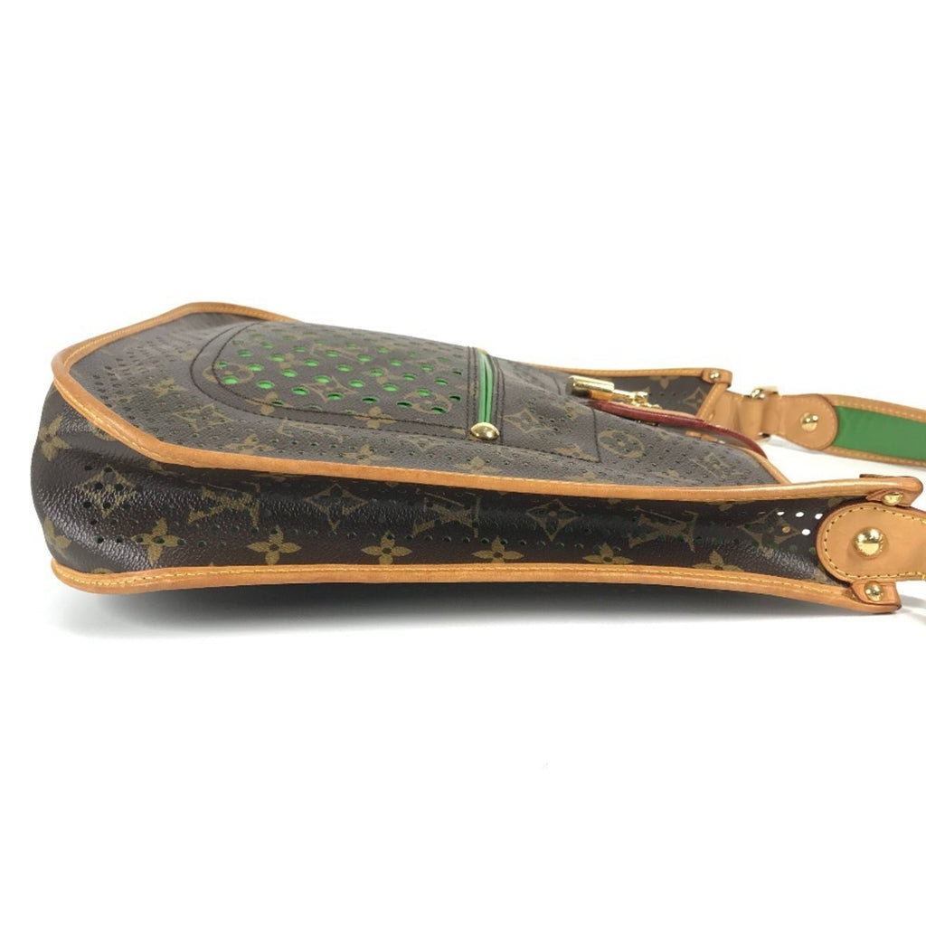 Louis Vuitton Brown Green Monogram Perforated Shoulder Bag