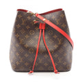 Louis Vuitton Brown Coquelicots Monogram Red Color Coated Canvas Leather Handbag Shoulder Bag