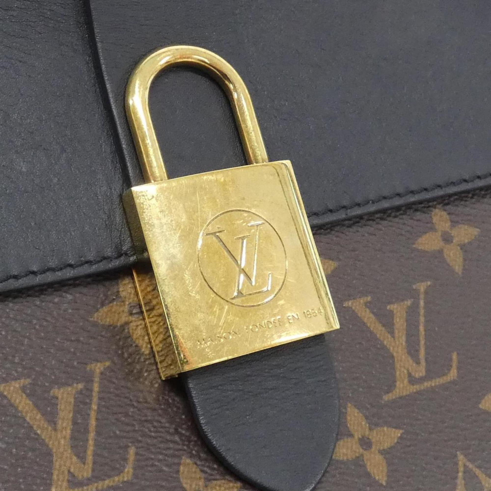 Louis Vuitton Monogram Black Marron Coated Canvas Leather Handbag