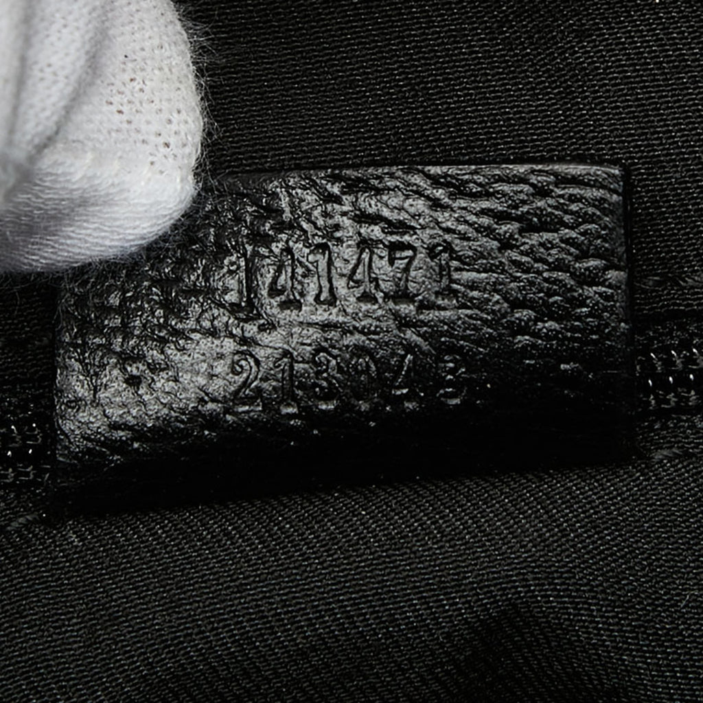 Gucci Abbey Black Gg Canvas Leather Handbag (Pre-Owned)