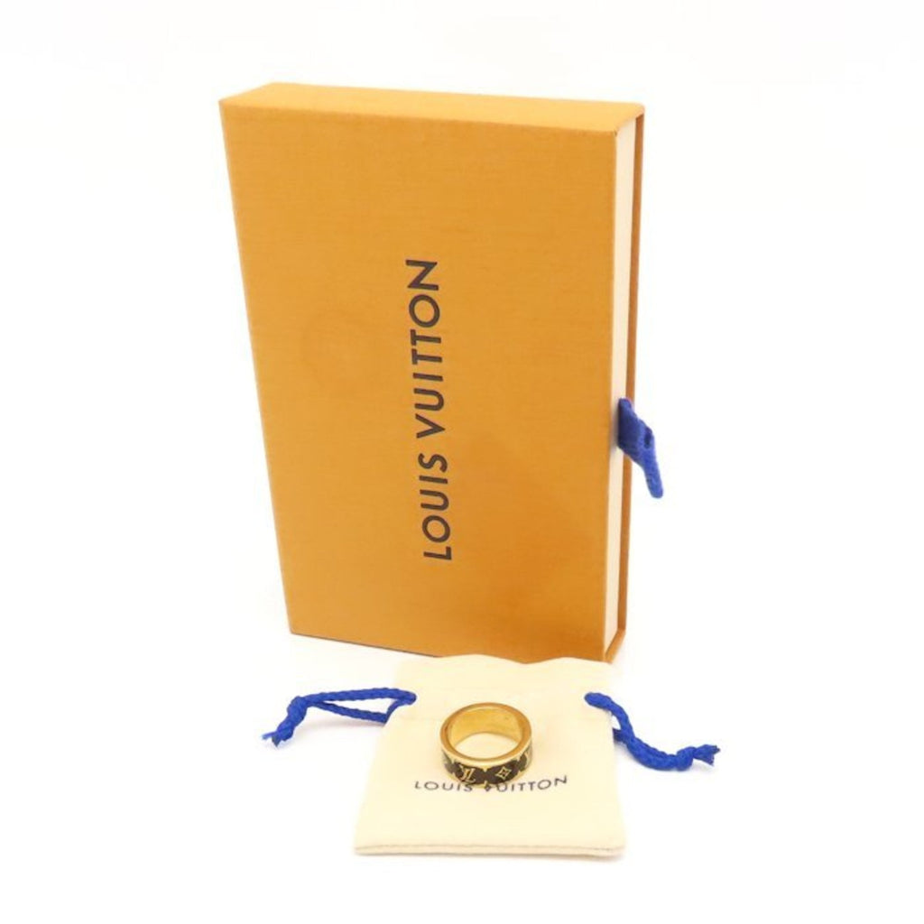 Louis Vuitton Gold Black Gold Plating Band Ring