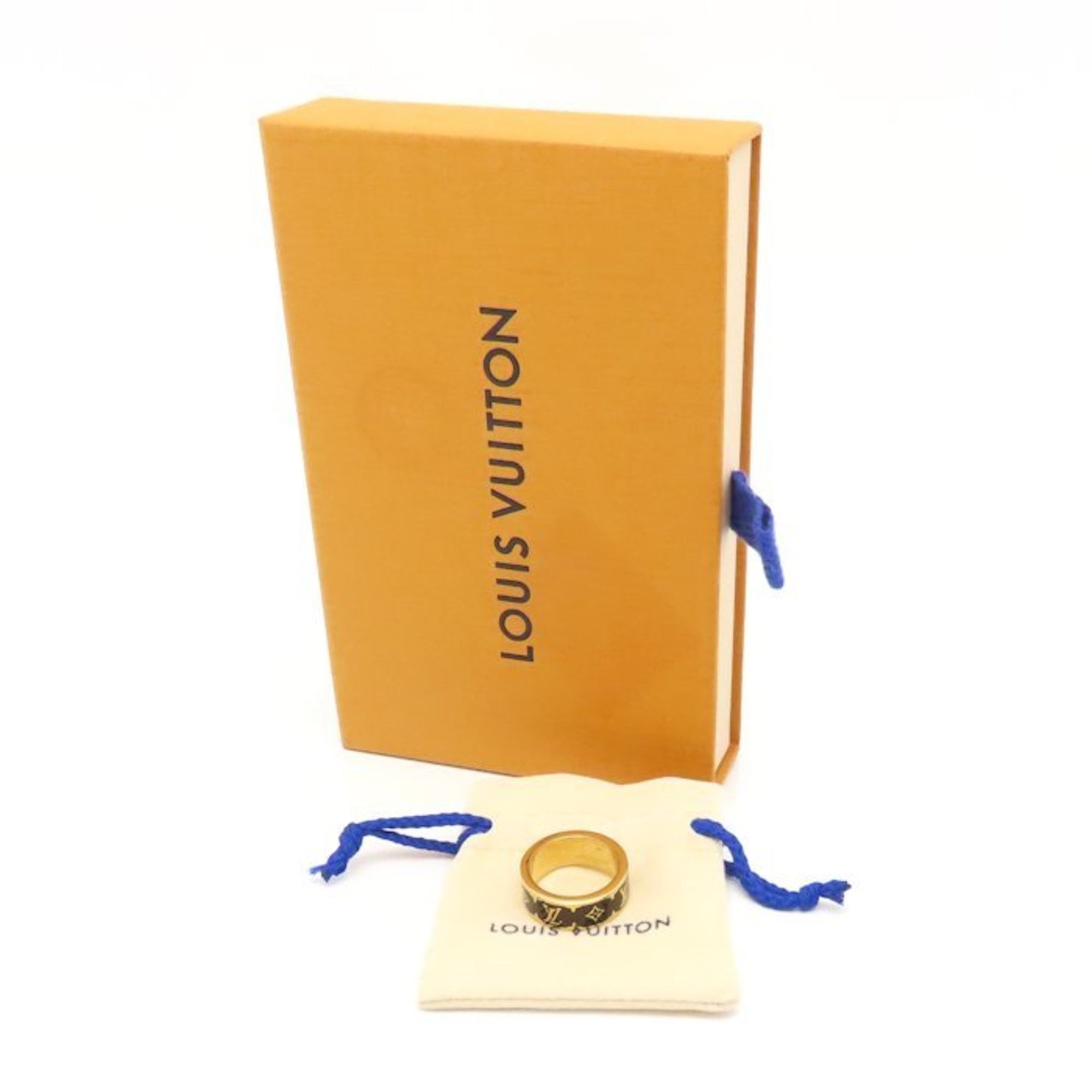 Louis Vuitton Gold Black Gold Plating Band Ring