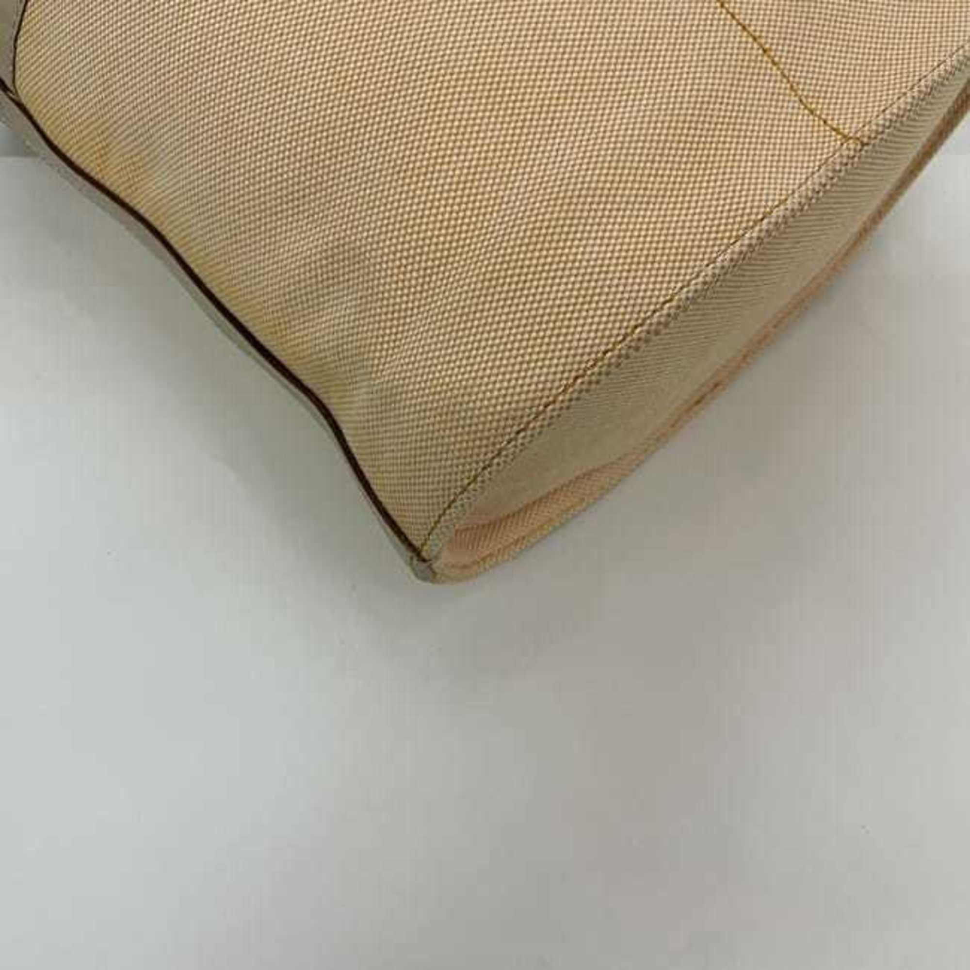 Burberry Beige Orange Canvas Shoulder Bag