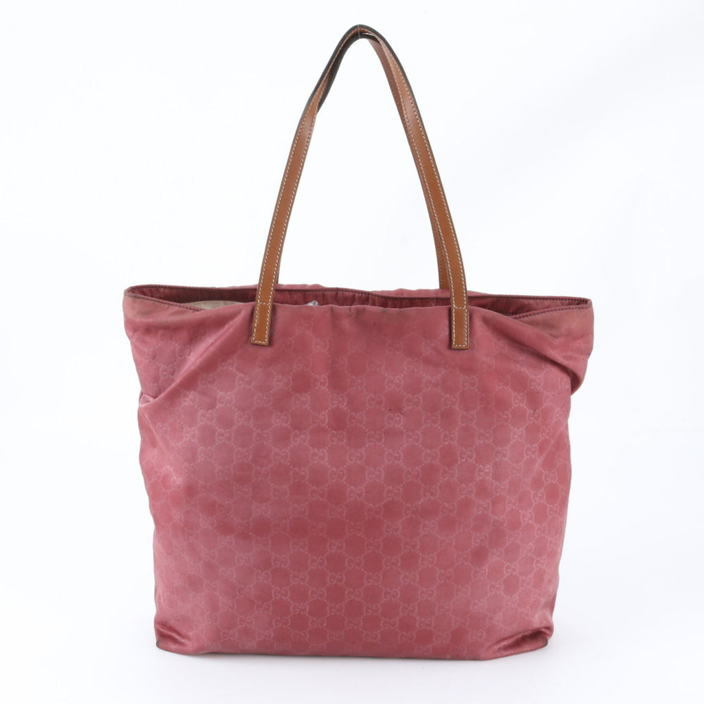Gucci Red Color Wine Nylon Handbag (Pre-Owned)