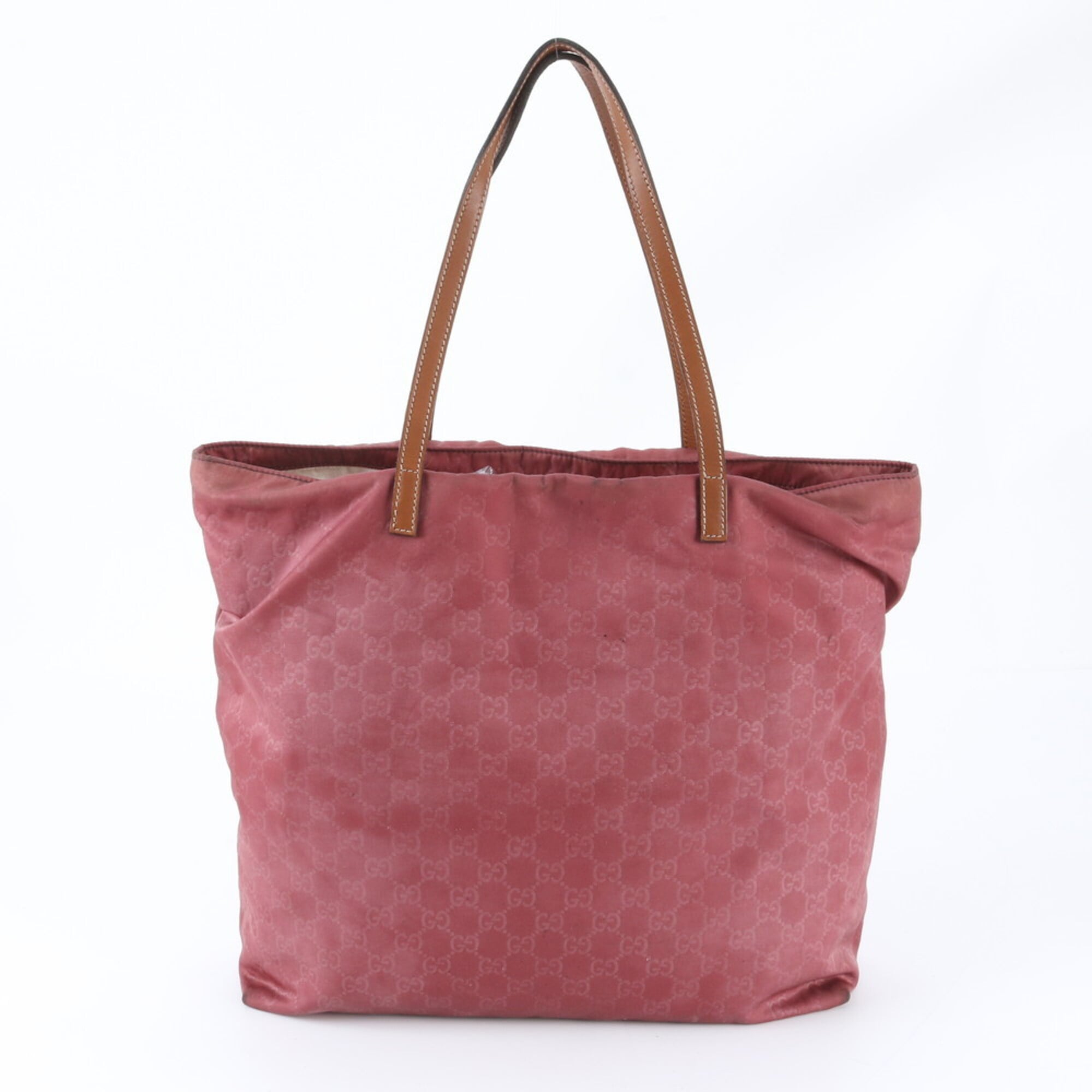 Gucci Red Color Wine Nylon Handbag (Pre-Owned)