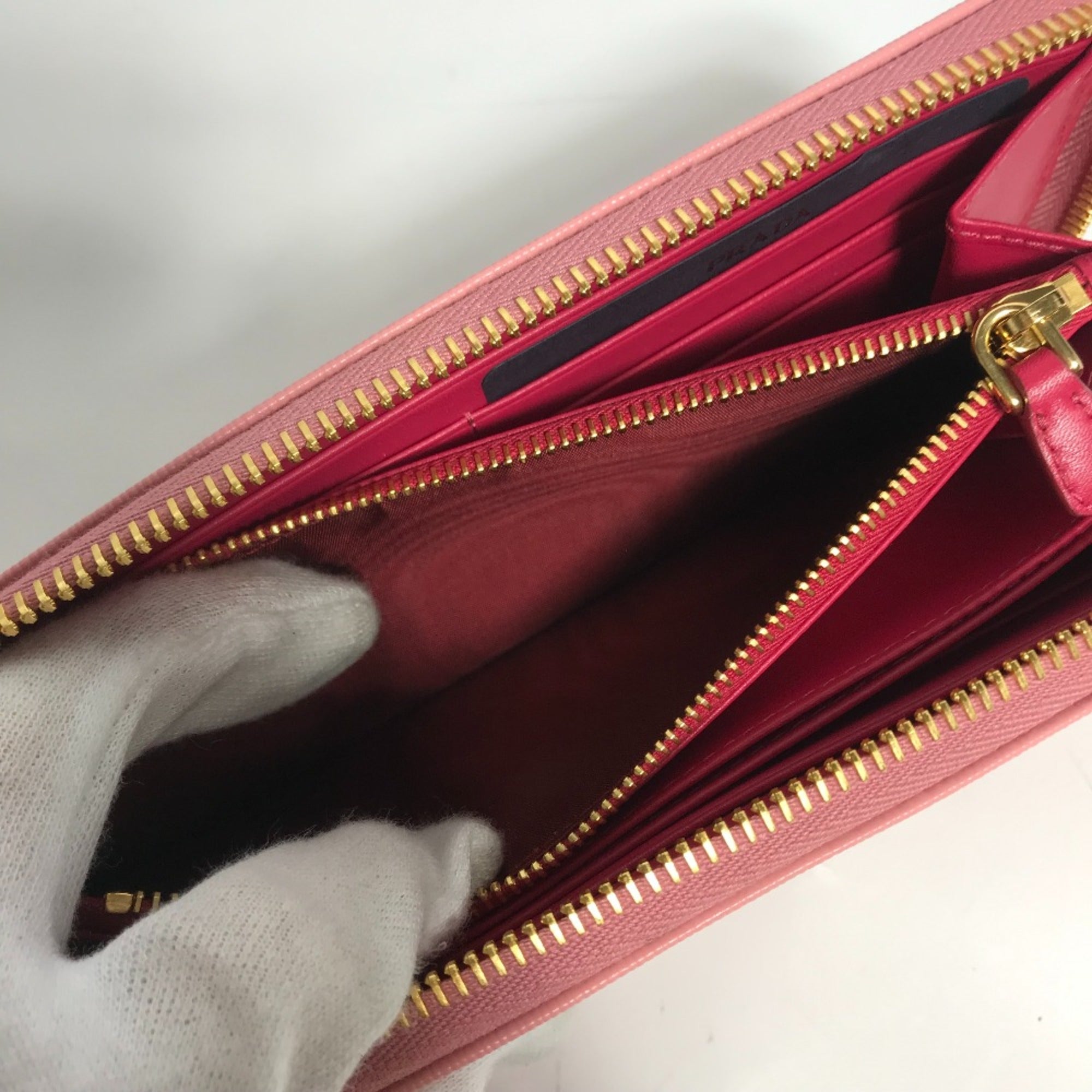 Prada Pink Leather Long Wallet (Bi-Fold)