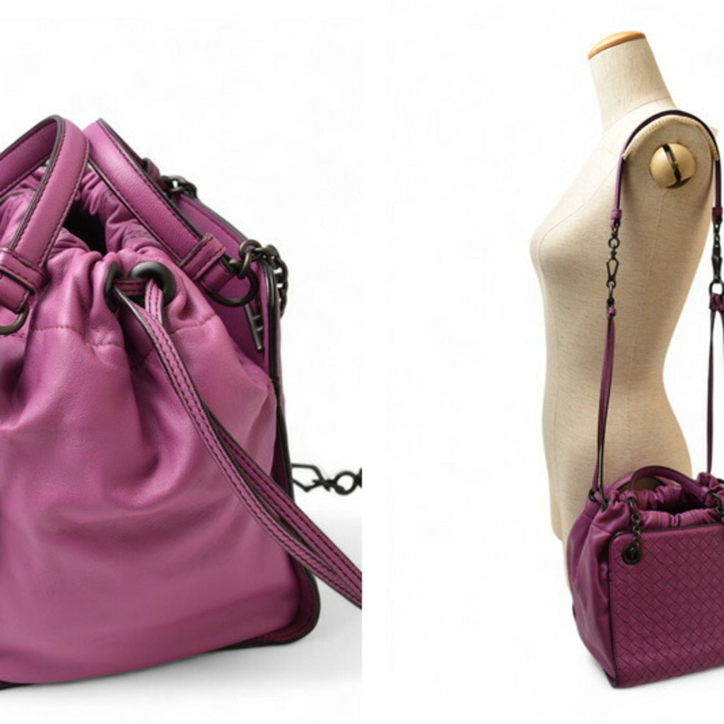 Bottega Veneta Purple Leather Handbag Shoulder Bag
