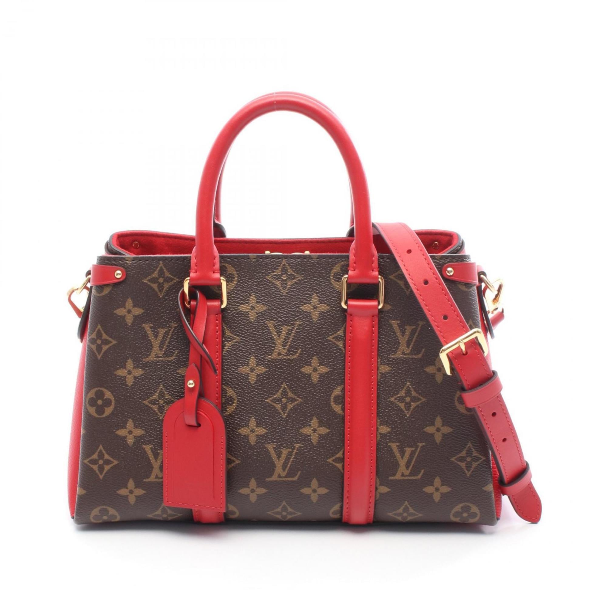 Louis Vuitton Brown Red Color Coated Canvas Pvc Leather Monogram Handbag