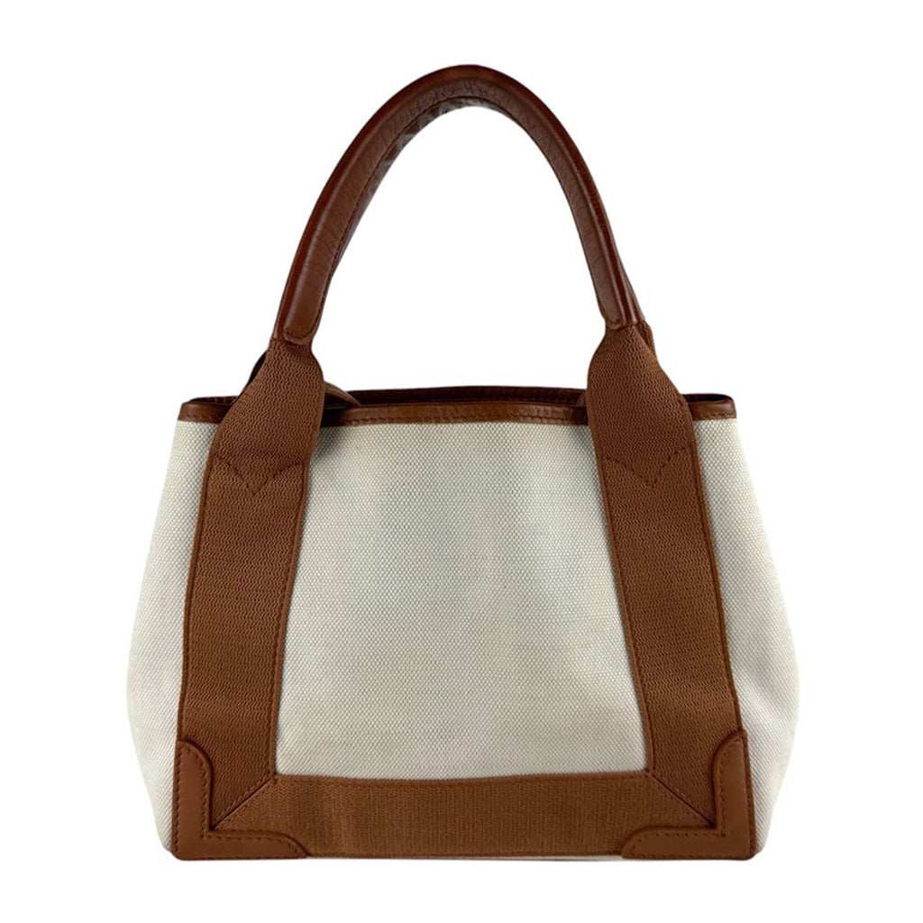 Balenciaga Brown Ivory Canvas Leather Handbag Shoulder