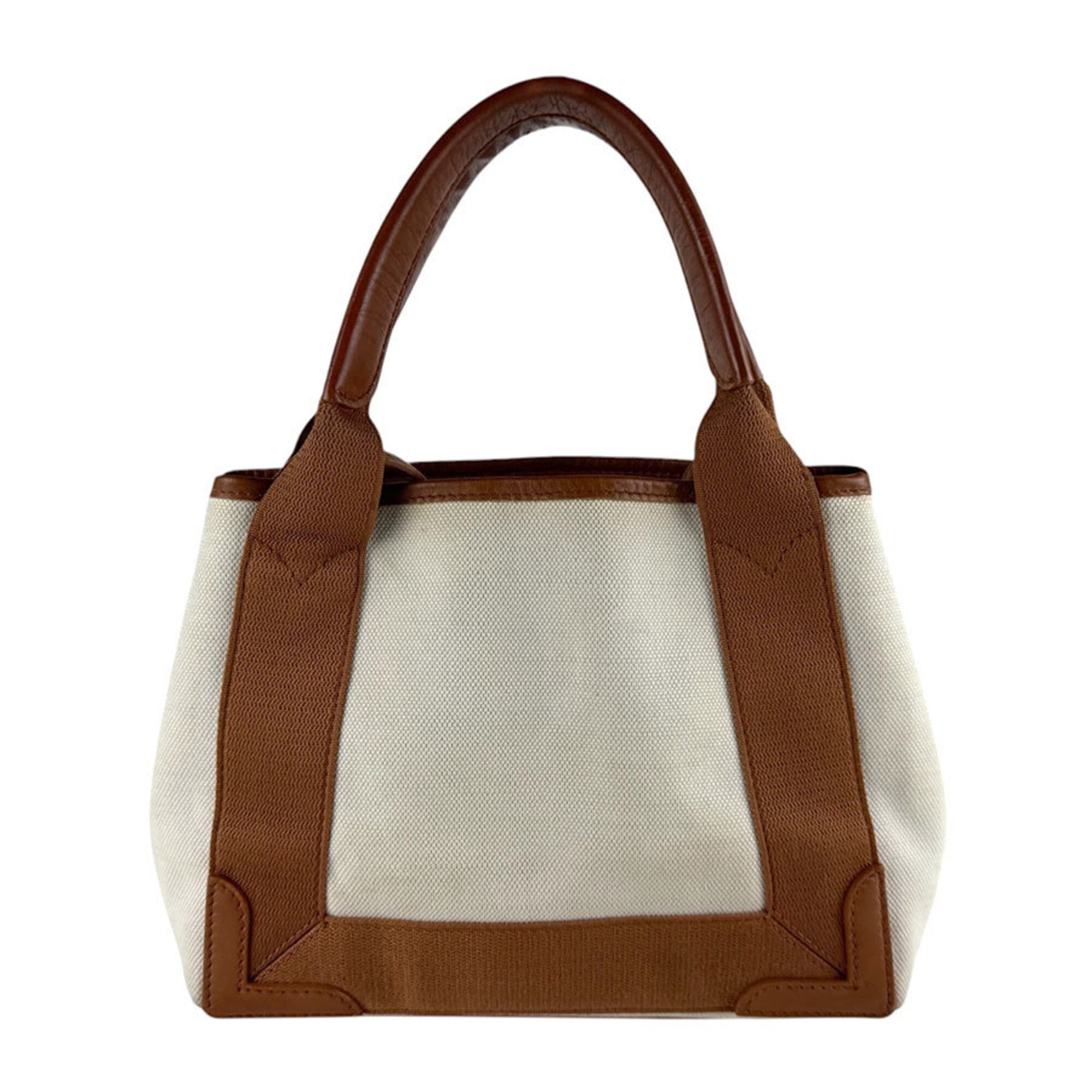 Balenciaga Brown Ivory Canvas Leather Handbag Shoulder