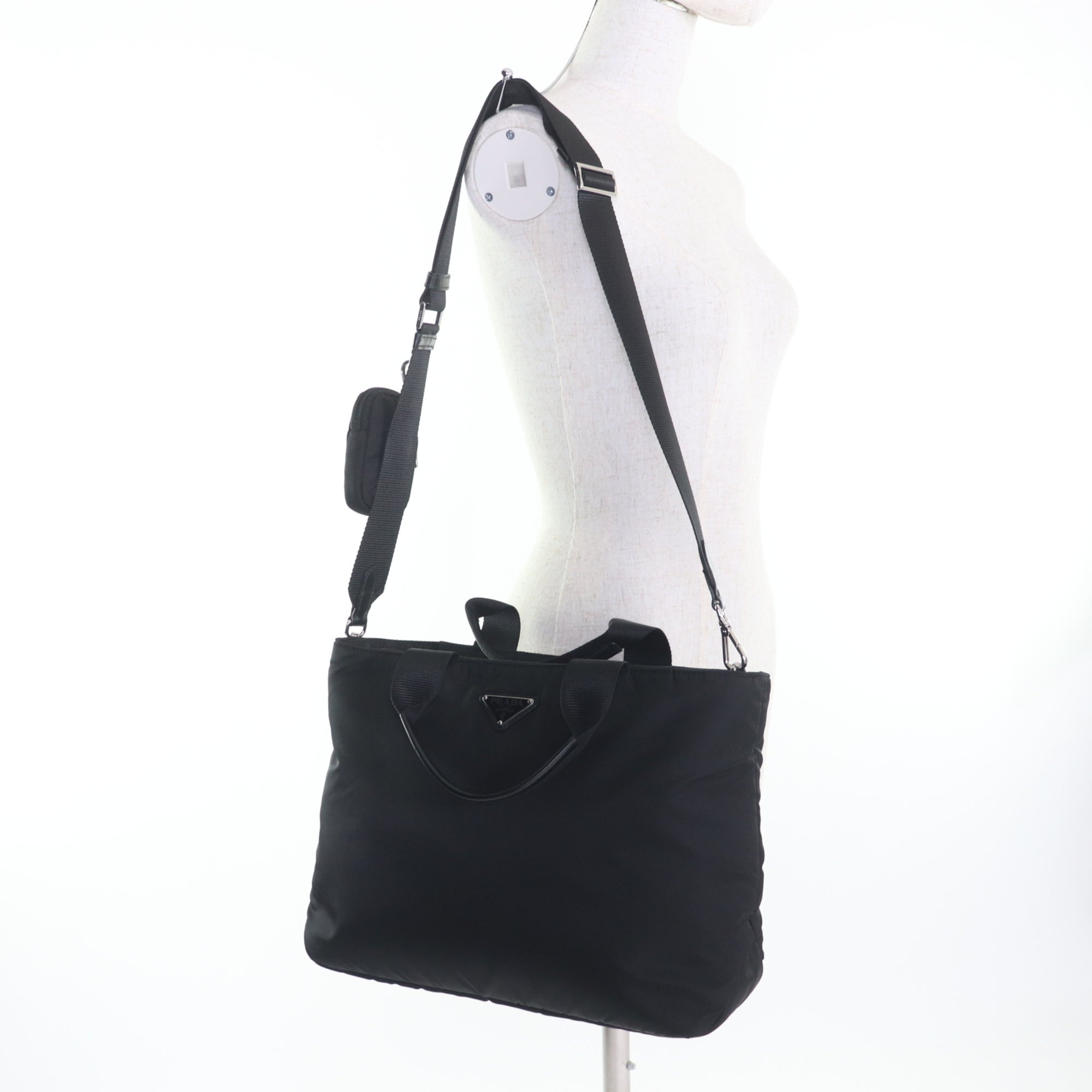 Prada Black Nylon Leather Handbag