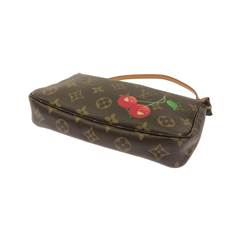 Louis Vuitton Monogram Cherry Brown Coated Canvas Pochette Pouch