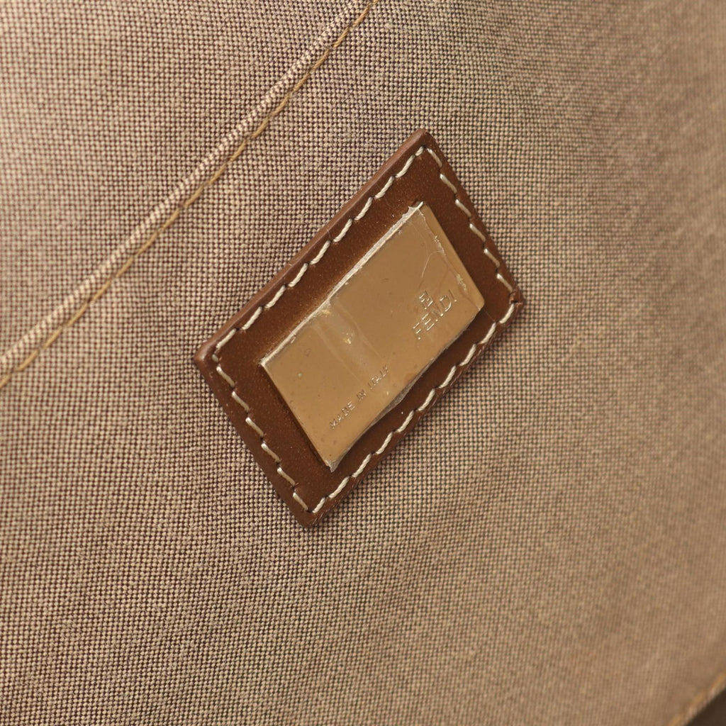 Fendi Beige Brown Canvas Leather Tote Bag