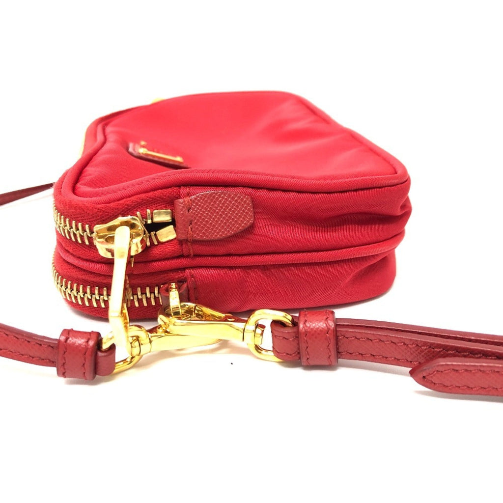 Prada Red Color Nylon Pochette Shoulder Bag
