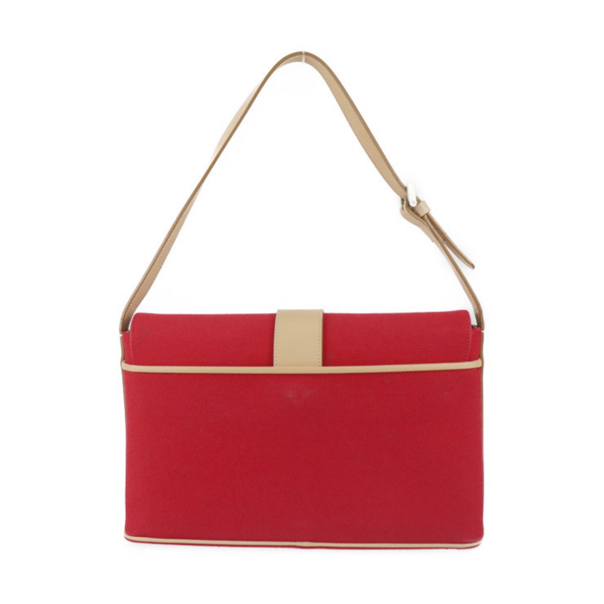 Burberry Beige Red Color Canvas Leather Handbag Shoulder Bag Tote Bag
