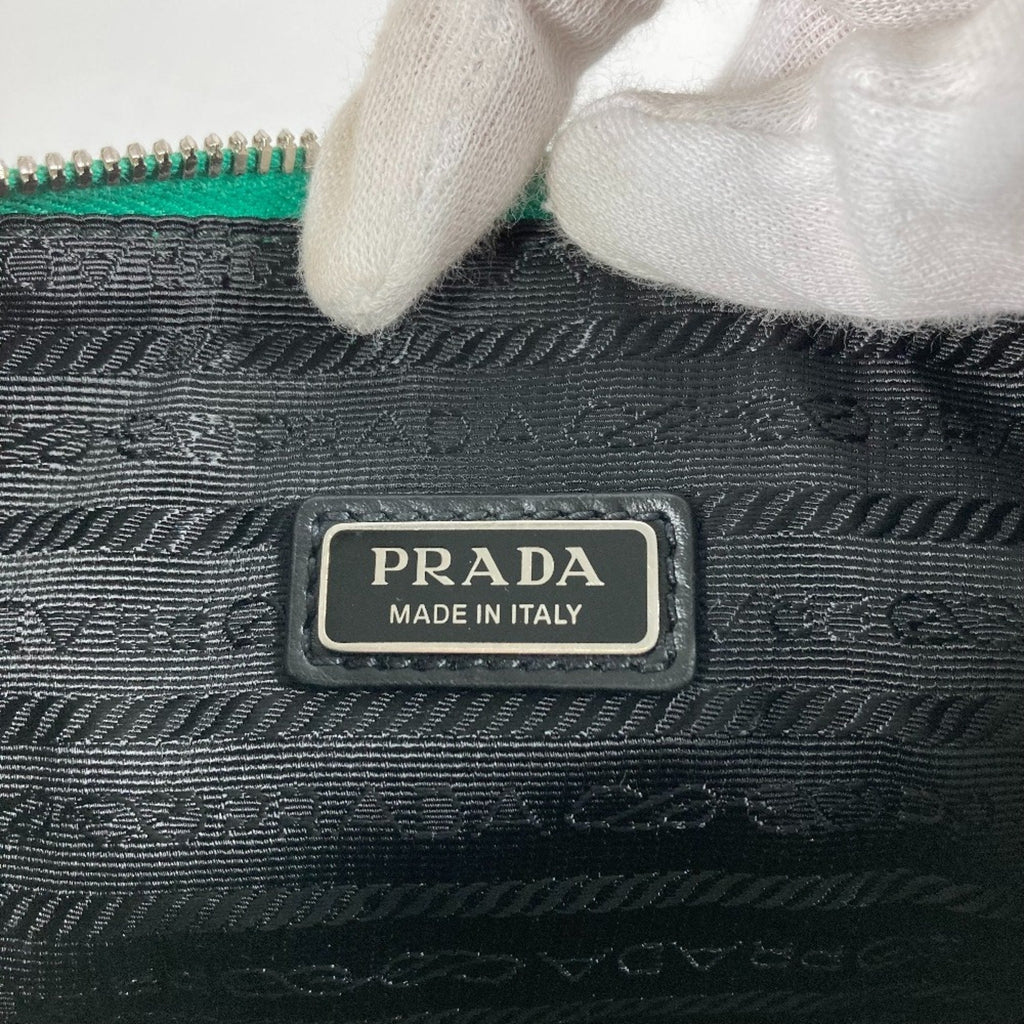 Prada Green Saffiano Triangle Clutch Bag Pouch