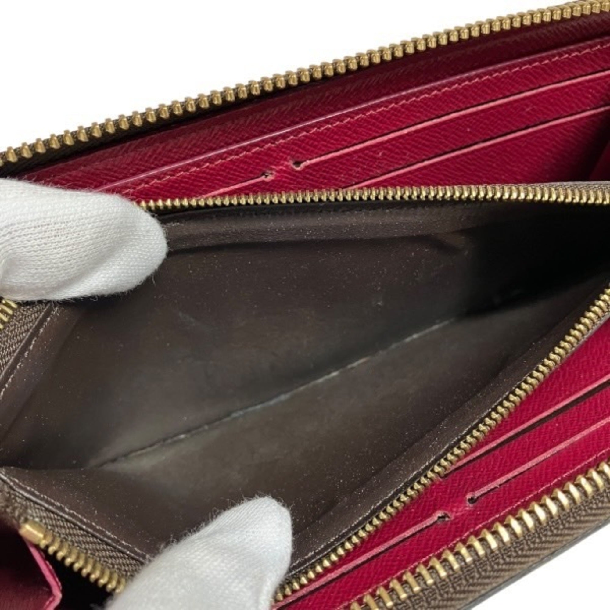 Louis Vuitton Brown Fuchsia Pink Monogram Long Wallet