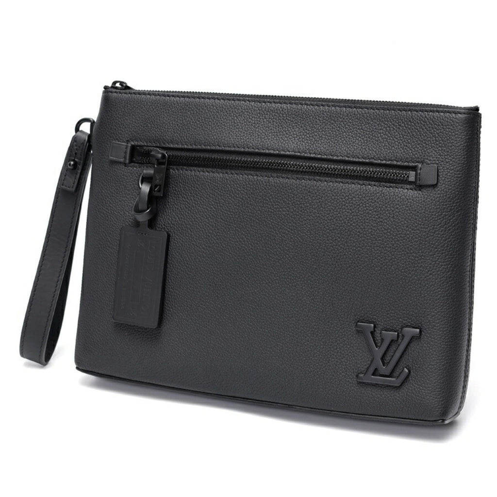 Louis Vuitton Black Noir Leather Clutch Bag Pouch