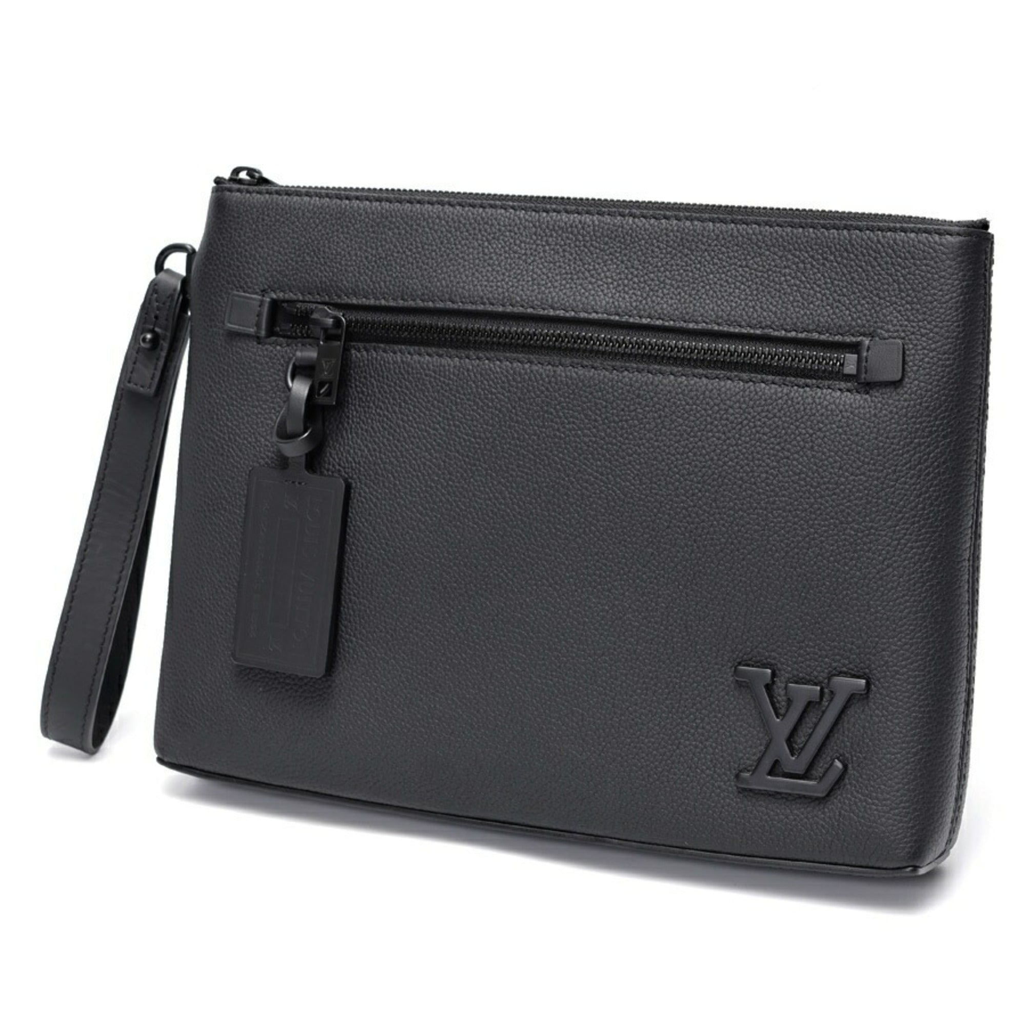 Louis Vuitton Black Noir Leather Clutch Bag Pouch