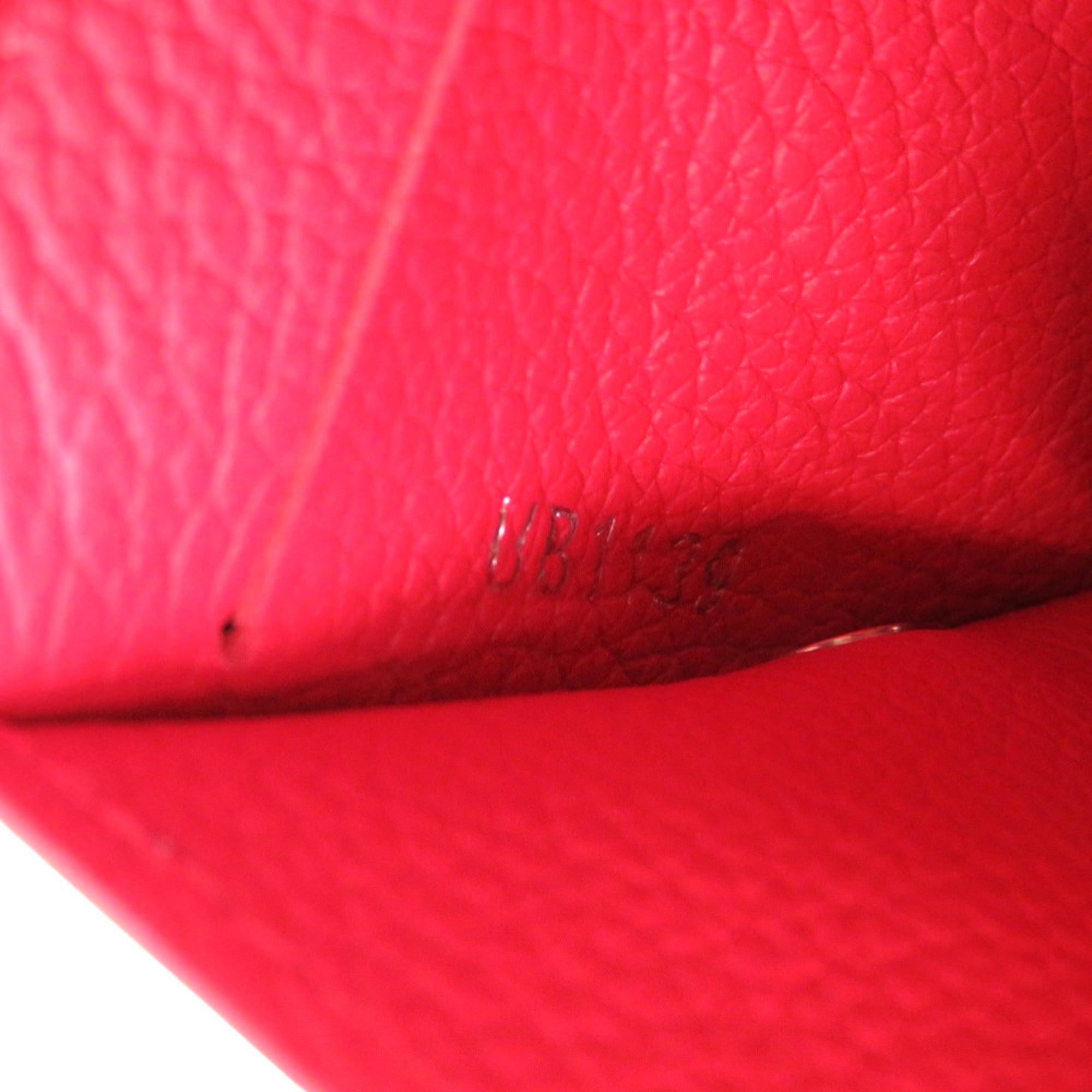Louis Vuitton Red Color Leather Wallet (Tri-Fold)