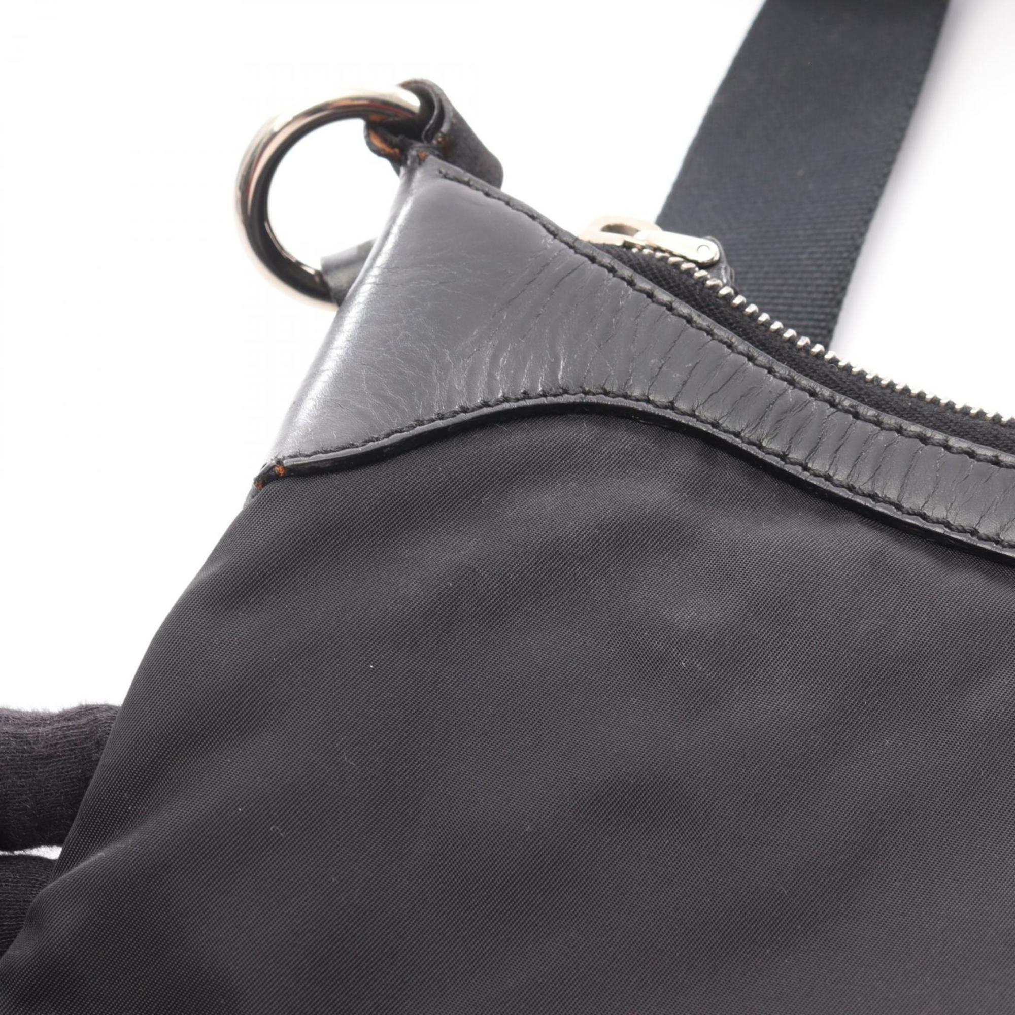 Prada Black Nylon Leather Shoulder Bag