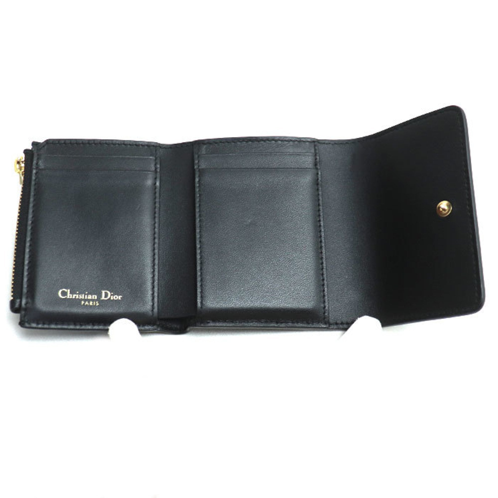 Christian Dior Black Leather Wallet (Tri-Fold) (Pre-Owned)