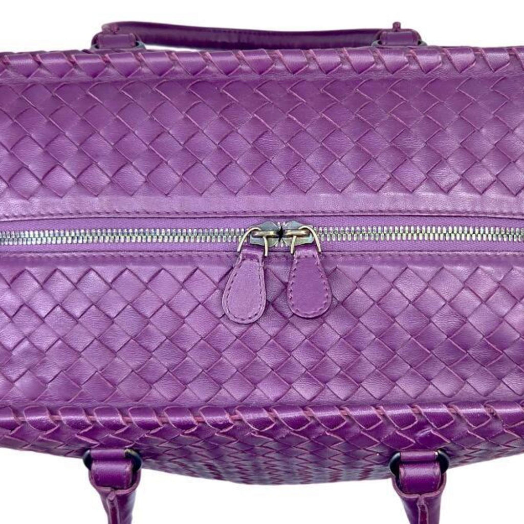 Bottega Veneta Purple Leather Boston Bag Handbag Tote Bag