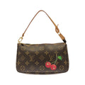 Louis Vuitton Monogram Cherry Brown Coated Canvas Pochette Pouch