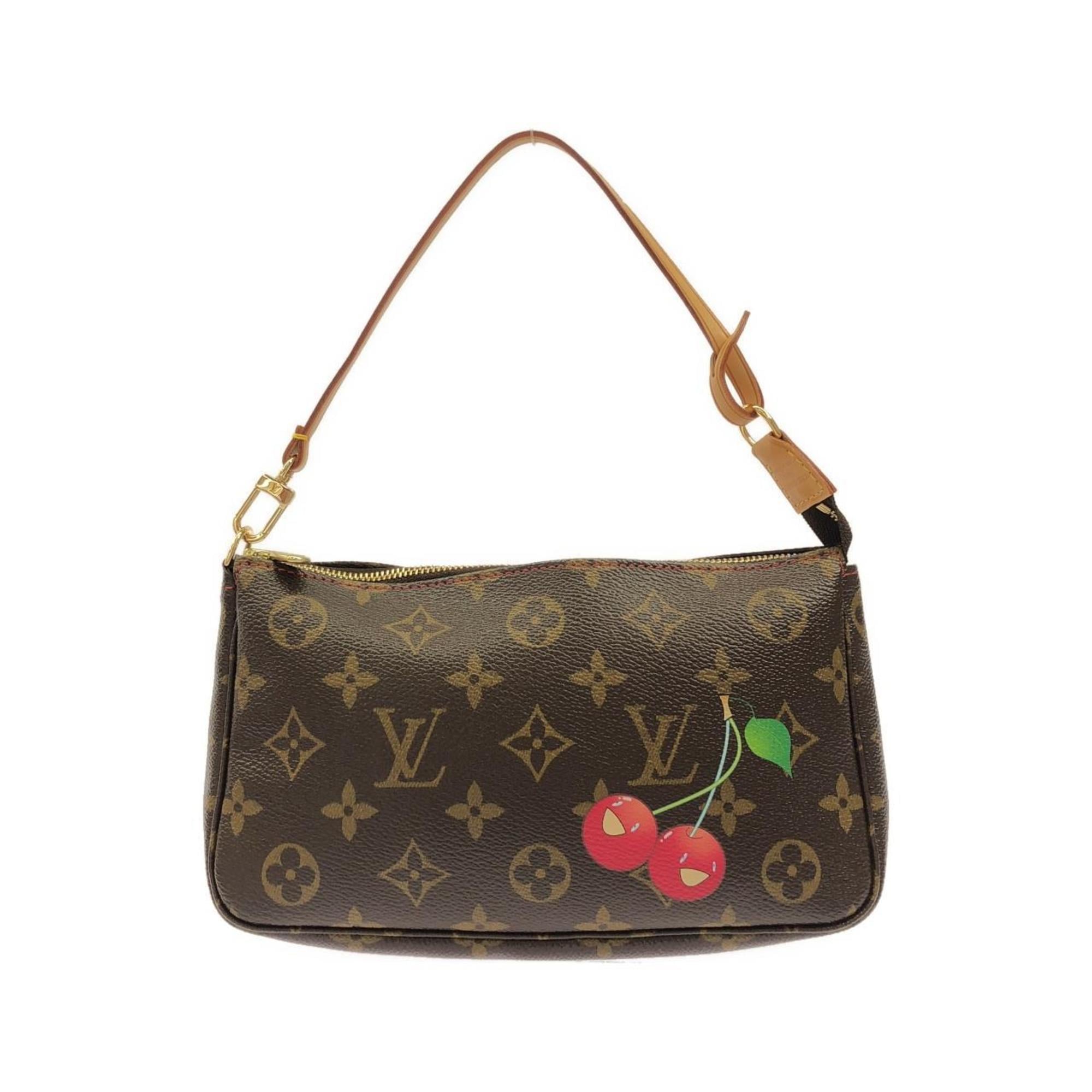 Louis Vuitton Monogram Cherry Brown Coated Canvas Pochette Pouch