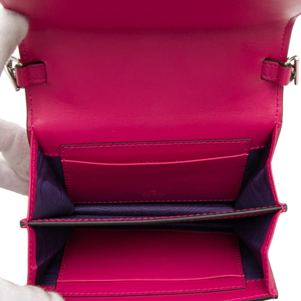 Gucci Gg Marmont Pink Nylon Leather Handbag Shoulder Bag (Pre-Owned)