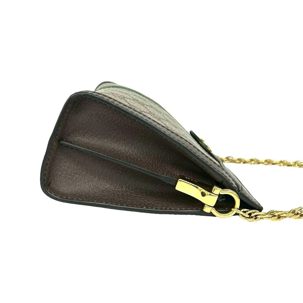 Gucci Brown Green Red Color Leather Pvc Pochette Shoulder Bag (Pre-Owned)