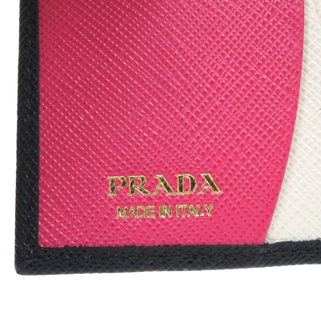 Prada Black Nero Pink Leather Wallet (Bi-Fold)