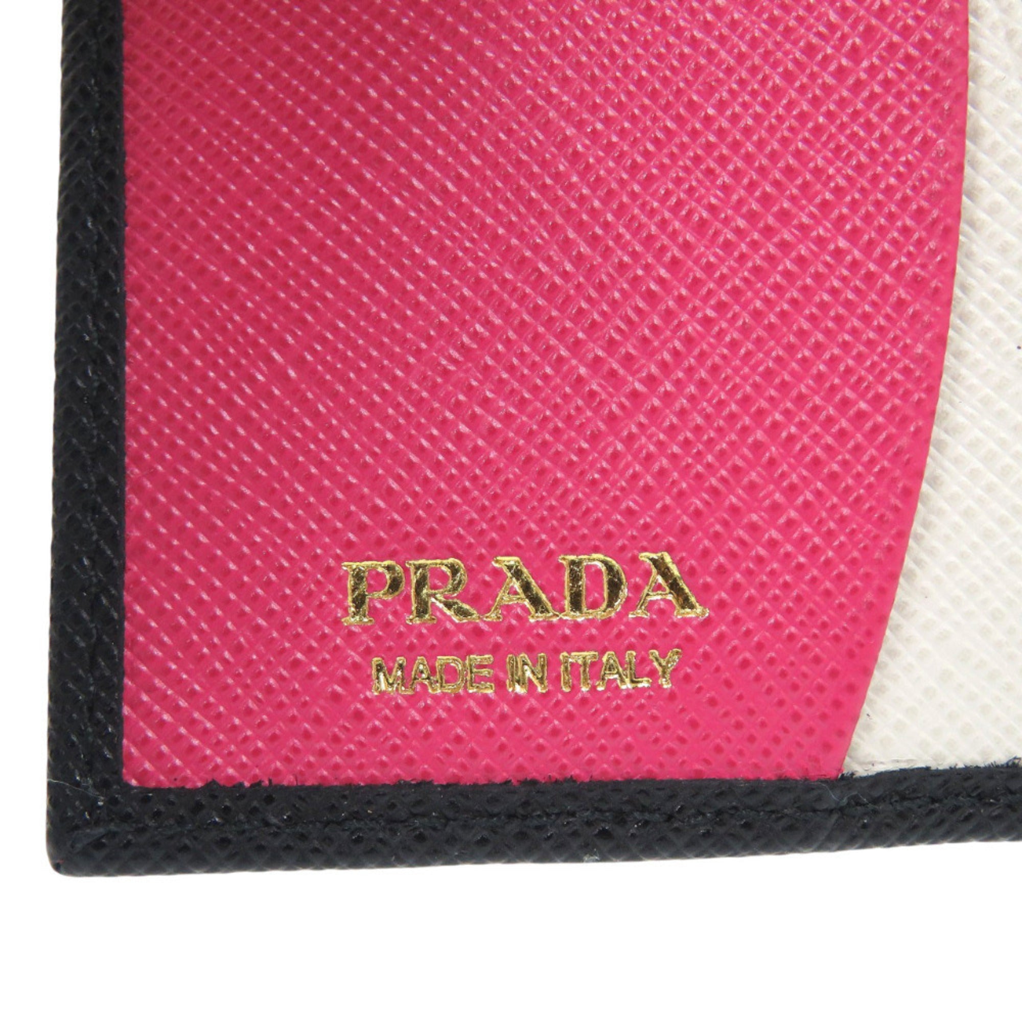 Prada Black Nero Pink Leather Wallet (Bi-Fold)
