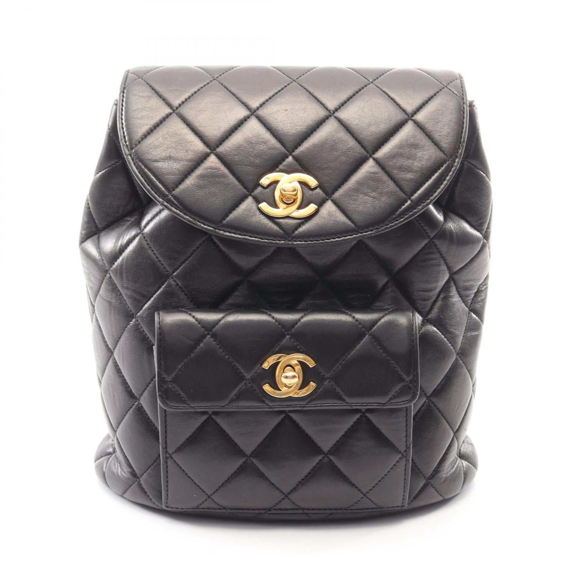 Chanel Black Leather Backpack Handbag