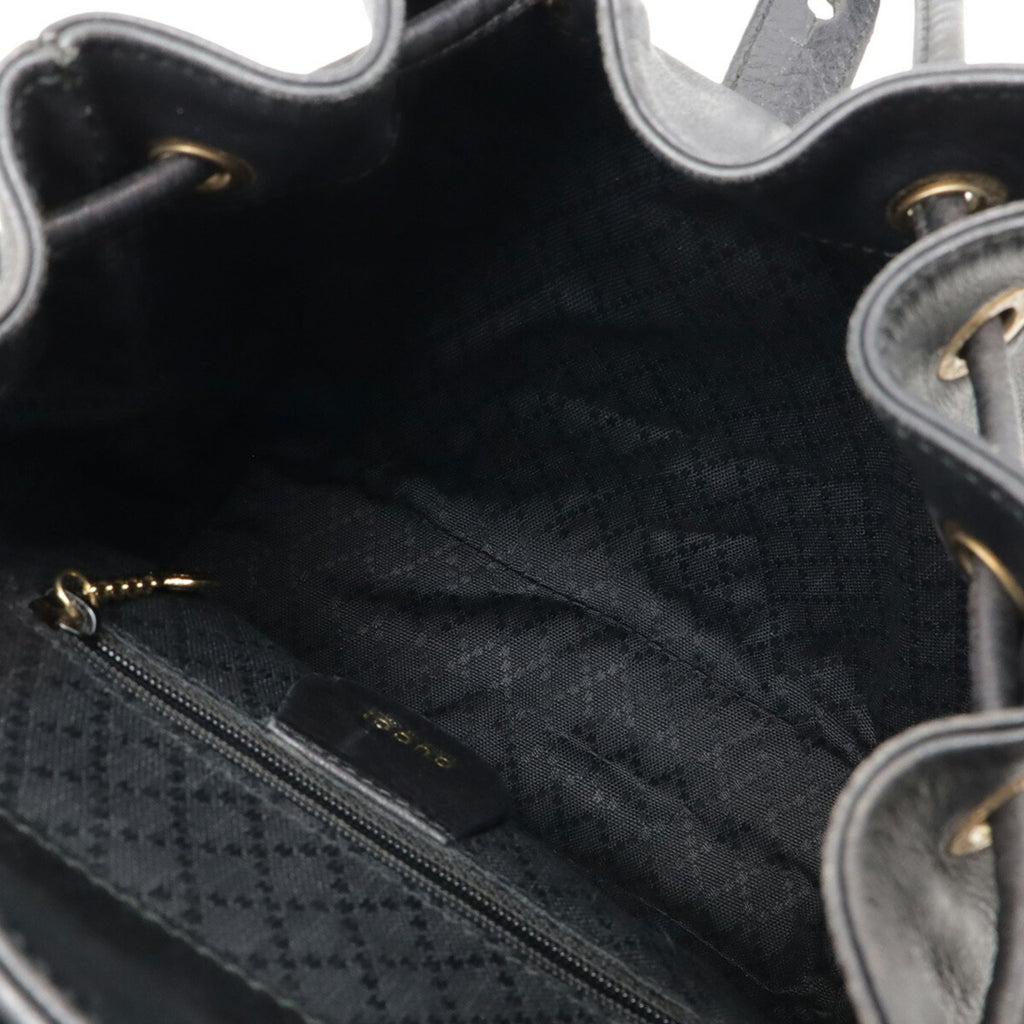 Gucci Black Bamboo Leather Backpack Shoulder Bag (Pre-Owned)
